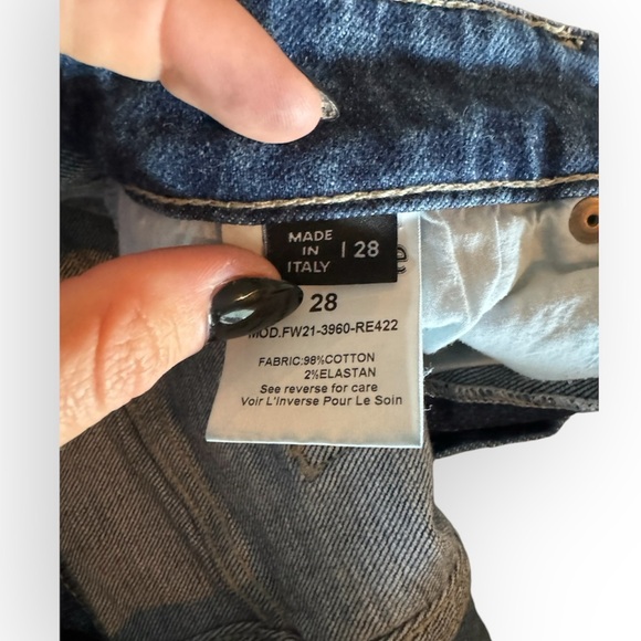 RETROFETE Allegra Skinny Sz 28 Modern Denim Jean Distressed Asymmetrical Seams - Picture 8 of 11